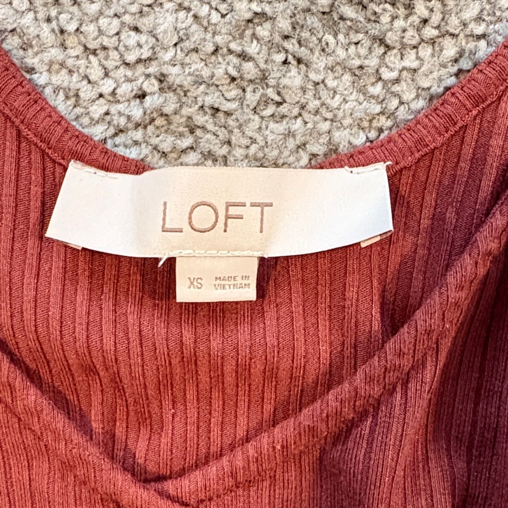 Nwot Loft Ribbed Rust Button-Down Maxi Dress. Siz… - image 3